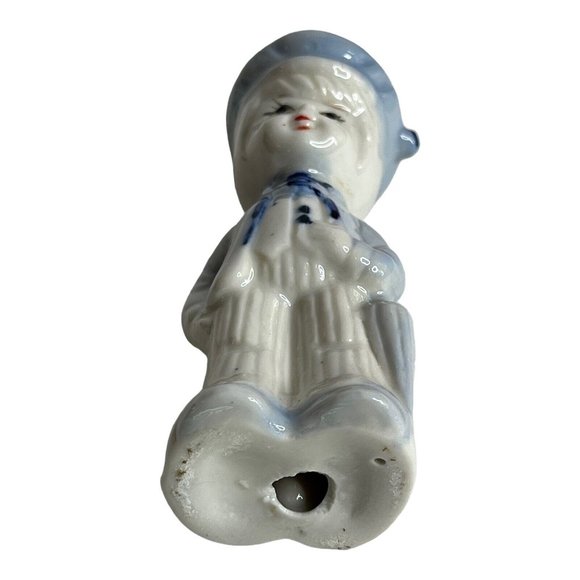 Porcelain Boy With Umbrella Figurine Blue And White Delft Holland‎ 4" eyelashes - Picture 8 of 11